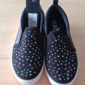 Art Class Kids Black Slip-On Shoes with Colorful Accents